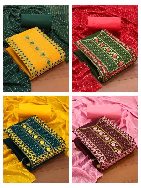 TCVN Pushpa Slub Cotton Designer Embroidery Designer Dress Material